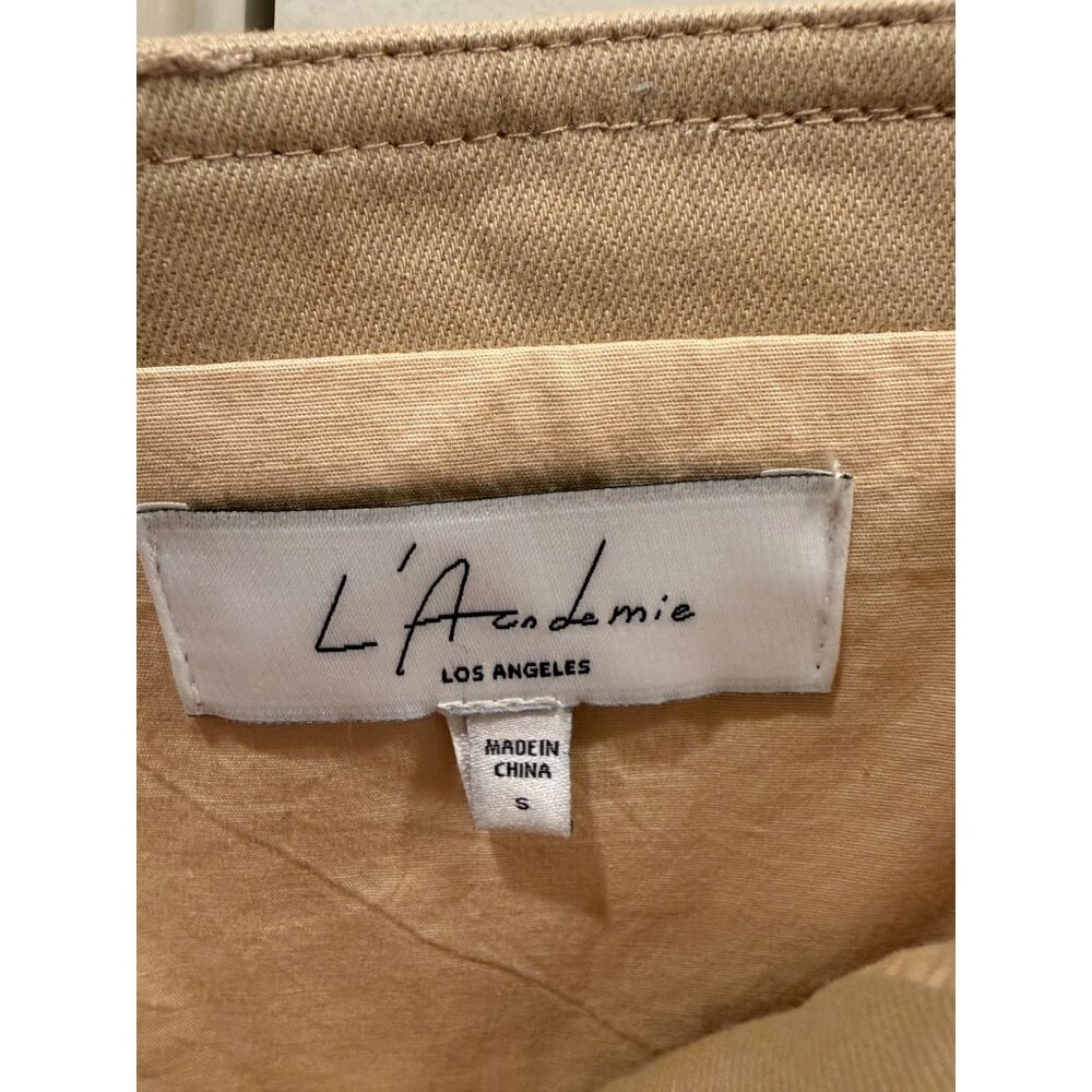 L'Academie Women Tan Bow Front Corset Top Khaki Sleeveless Cotton Blend Small - Picture 4 of 9
